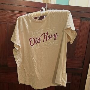 Old Navy Cream and Red Short Sleeve Tee